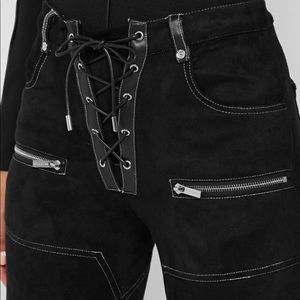 Vegan Sueded Corset Leggings